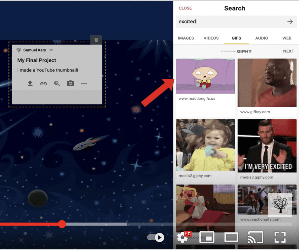 Insert GIFS in Padlet