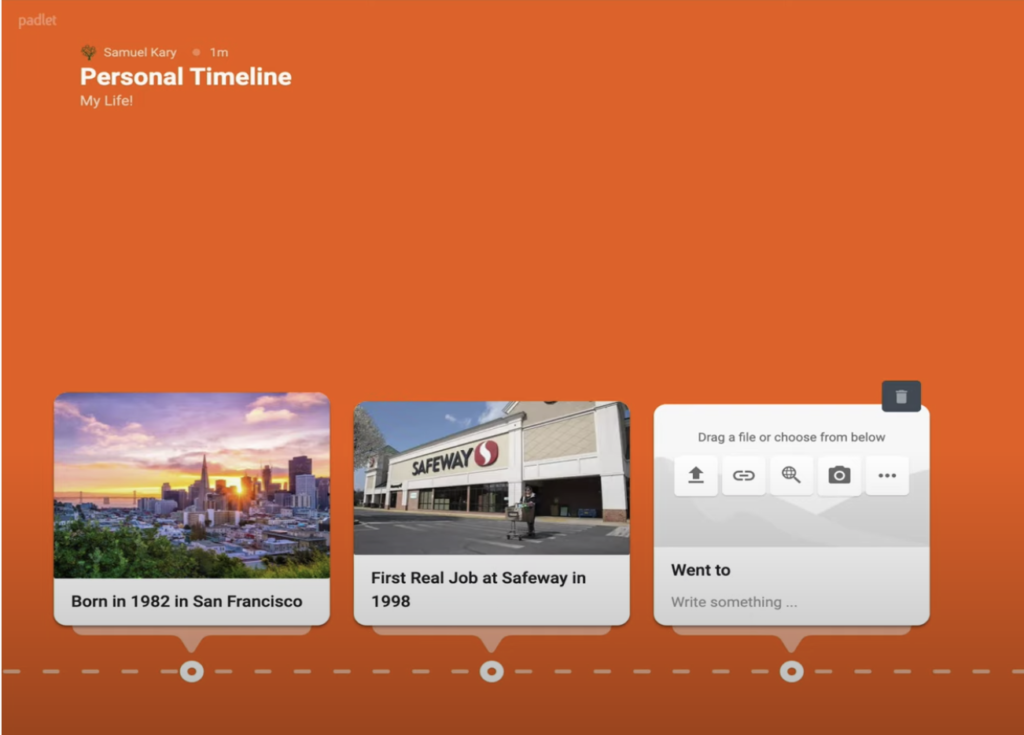 Digital Timeline in Padlet