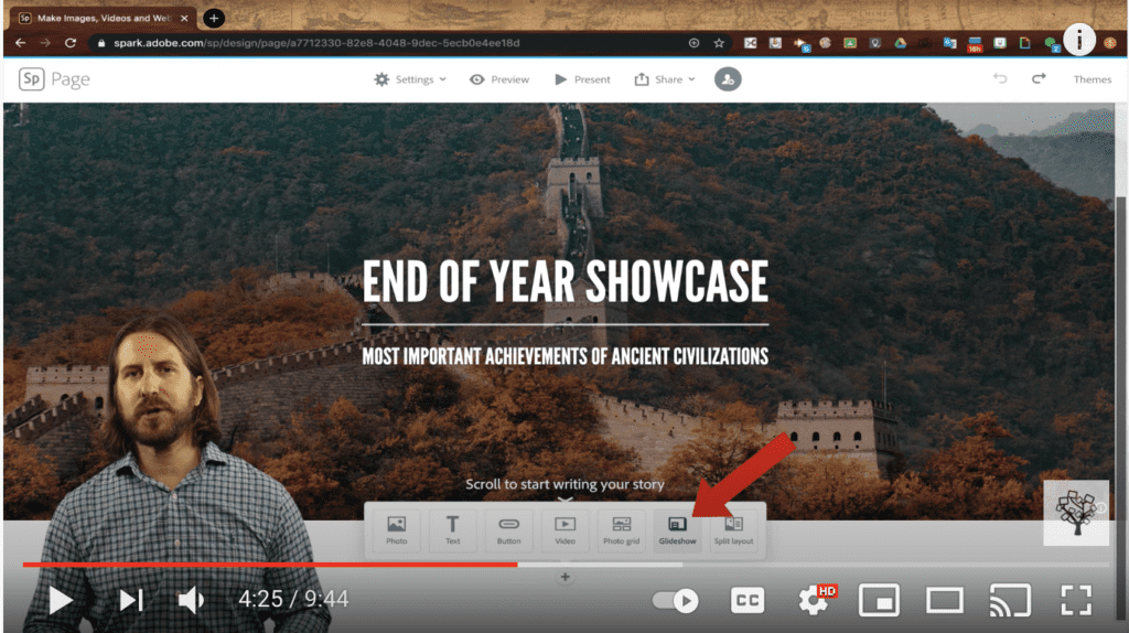 Add Glideshow in Adobe Spark Post