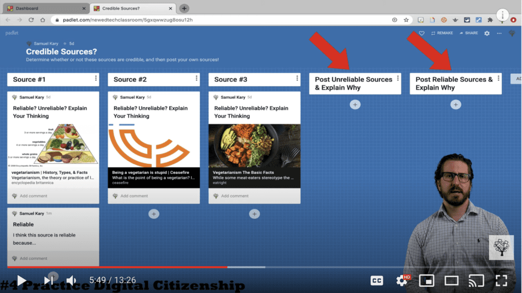 Student Post Sources to Padlet Shelf
