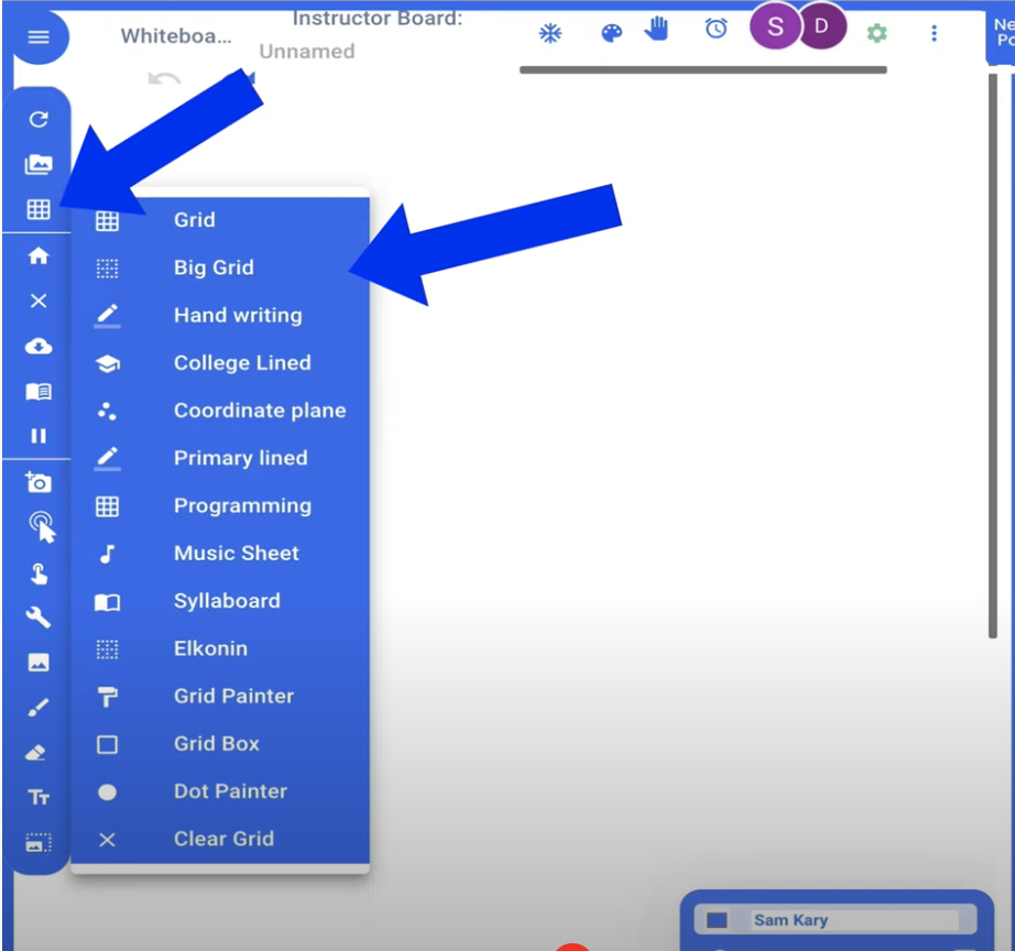 Different Grid Backgrounds in Whiteboard.chat