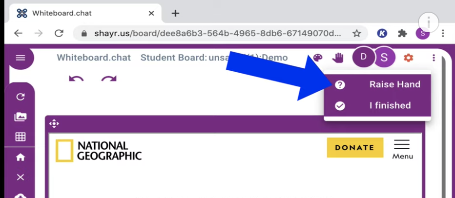 Students Raise Digital Hand in Whiteboard.chat