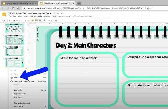 Copy and paste the New Slides over to the Student Slides Copy you Already Set up