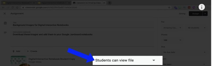 Select "Students Can View File"