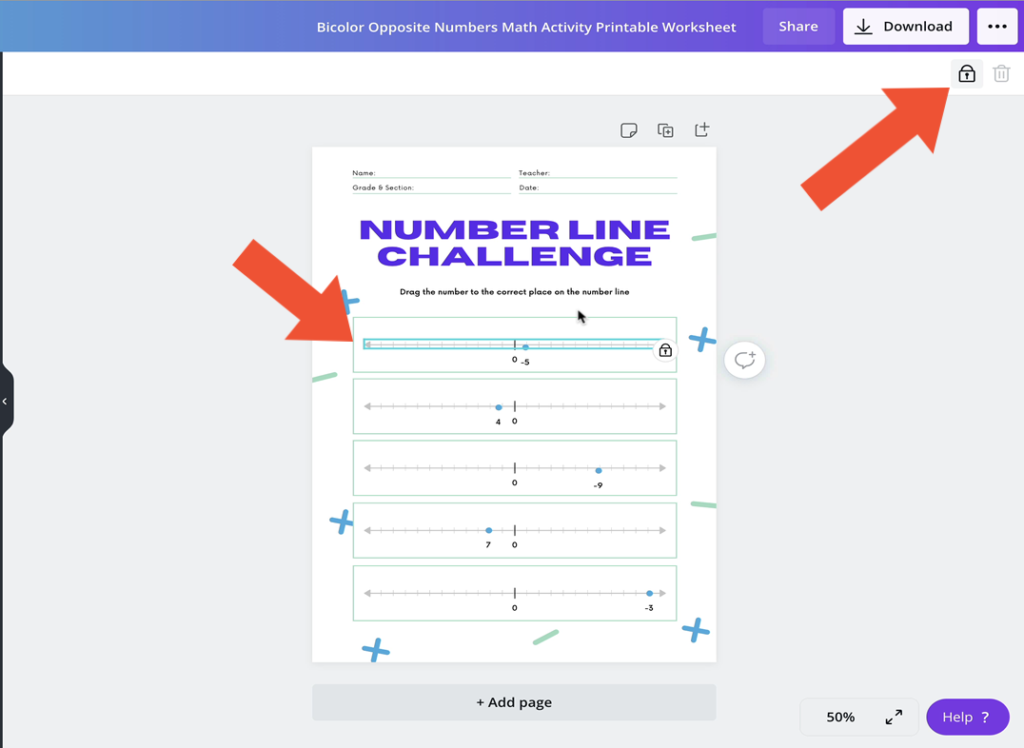 Lock Elements to Create Interactive Worksheets in Canva Education