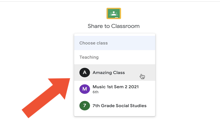 Choose Class to Send Canva Assignment