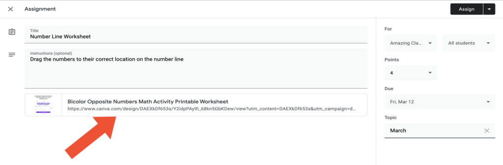 Canva Education Assignment in Google Classroom
