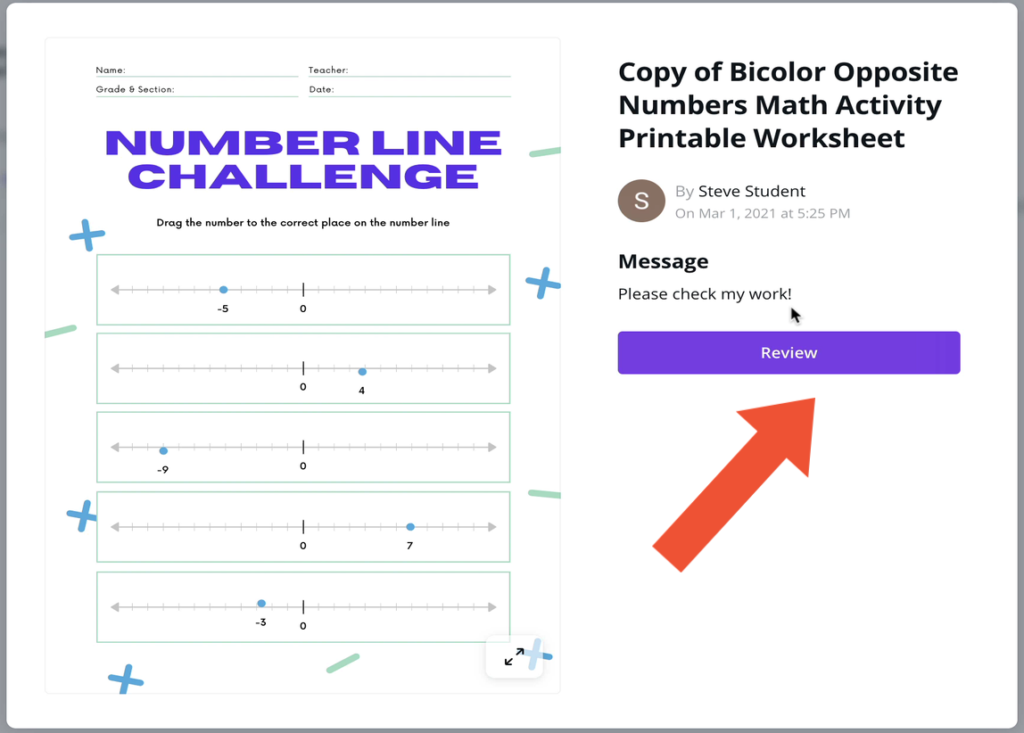 Review Student Work in Canva