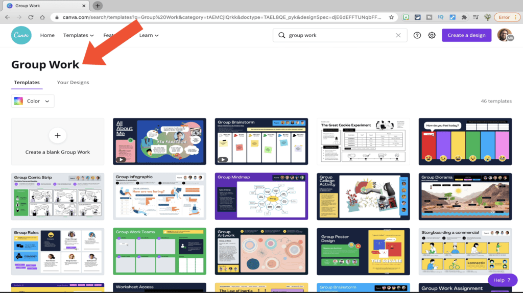 Group Work Templates in Canva Education